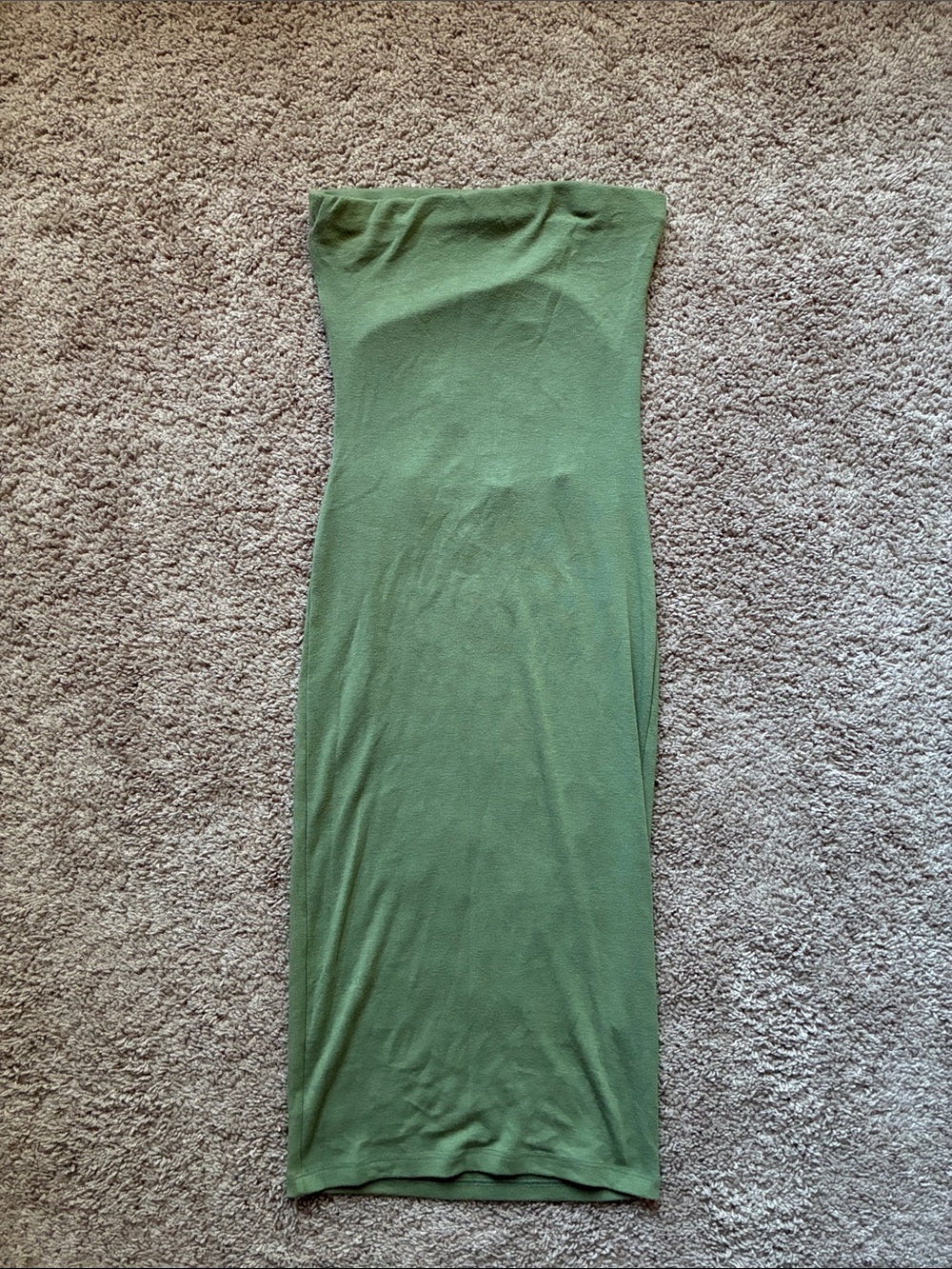 Fashion Nova Olive Strapless Knit Midi Dress